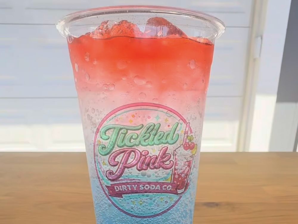 Red and blue ombre dirty soda